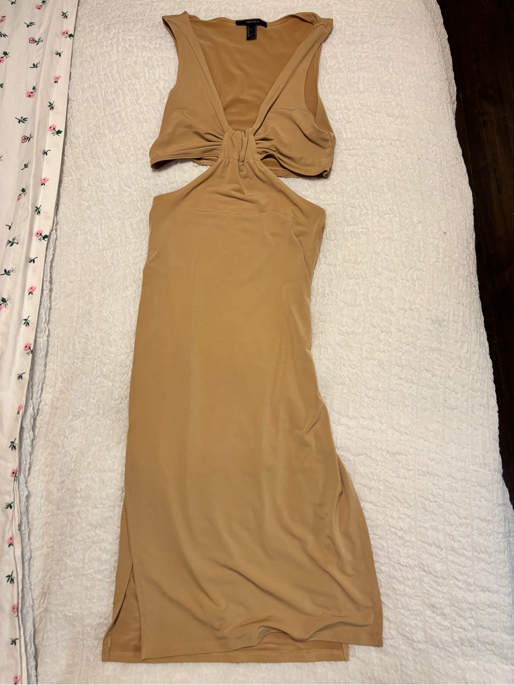 Sleeveless Cutout Midi Dress in Camel